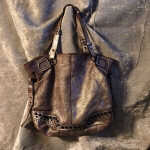 Dang Near New Joelle Hawkens Metallic Leather Tote!